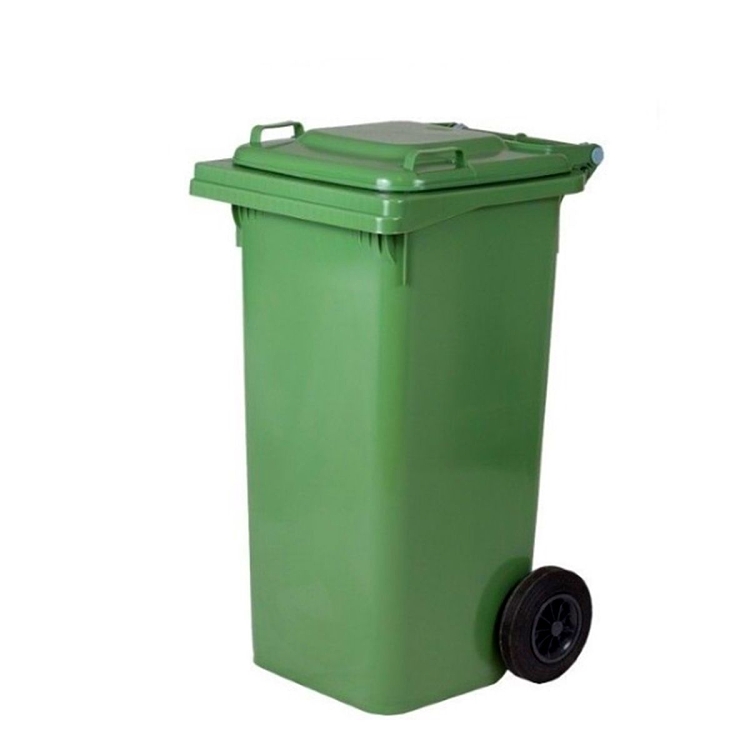 Πράσινος κάδος απορριμμάτων ICS SPA 120L από πολυαιθυλένιο με ρόδες μεταφοράς