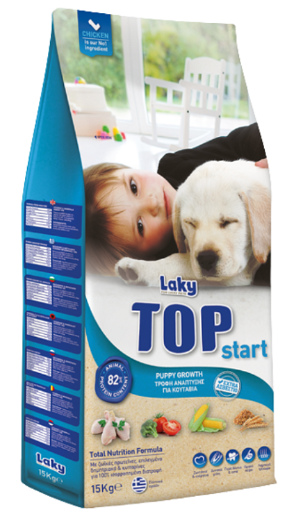 Laky Top Start Puppy – συσκευασία 20Kg σε κοντινό πλάνο