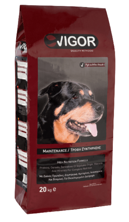 Vigor Adult Dog Food – συσκευασία 20Kg σε κοντινό πλάνο