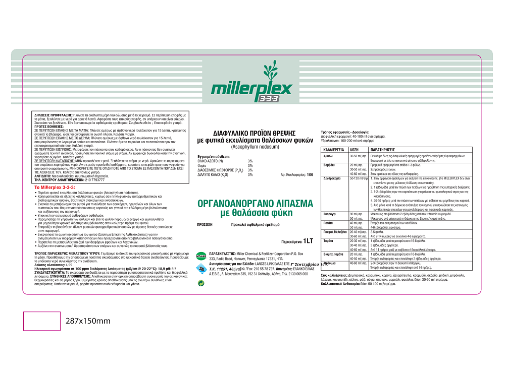 MILLERPLEX 3-3-3 – λεπτομέρεια υγρής σύστασης