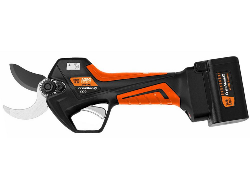 Ψαλίδι κλάδου μπαταρίας Cresman Agroforce 340S 16.8V με προστασία δαχτύλου και οθόνη LCD