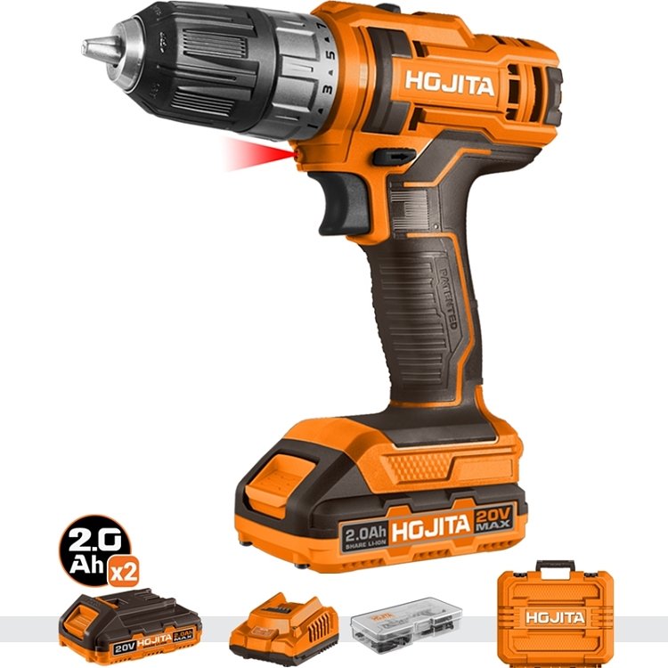 HOJITA Δραπανοκατσάβιδο 20V Σετ Βαλιτσάκι 45Nm – συσκευασία και βαλιτσάκι σε κοντινό πλάνο