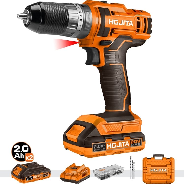 Δραπανοκατσάβιδο HOJITA 20V 45Nm με βαλιτσάκι – ισχυρή ροπή για διάτρηση