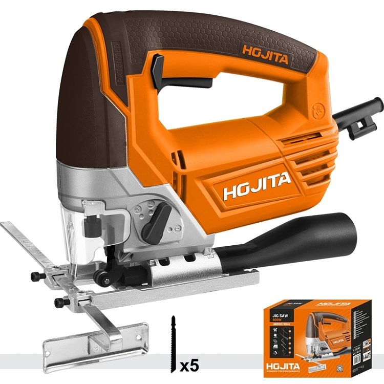 Παλινδρομική Σέγα HOJITA 800W – κοντινό πλάνο συσκευασίας με λάμες