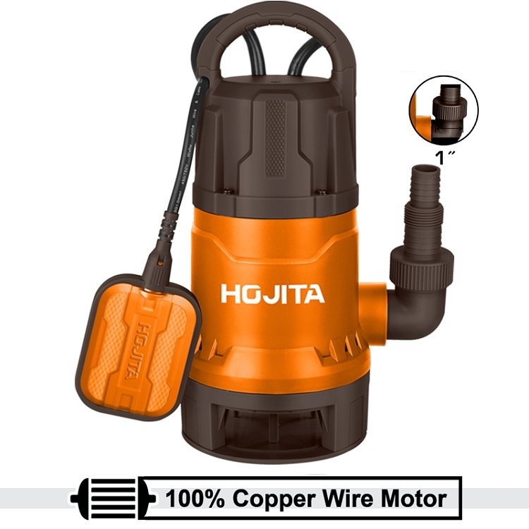 Υποβρύχια αντλία ακάθαρτων υδάτων HOJITA 750W – συσκευασία σε κοντινό πλάνο