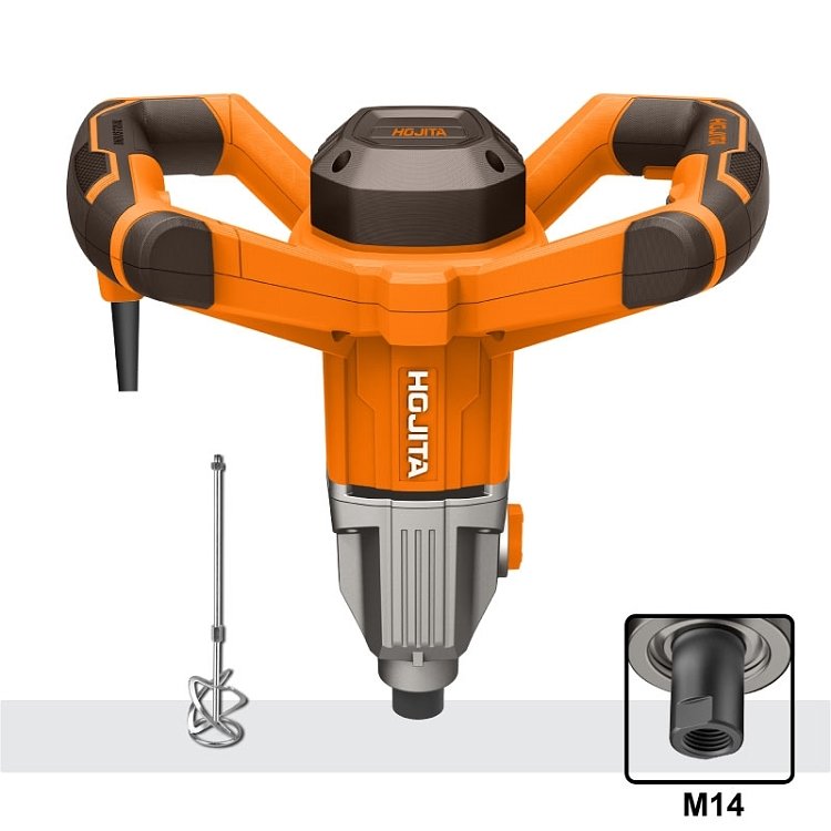 Αναδευτήρας HOJITA 1400W – κοντινό πλάνο στη συσκευασία και τον άξονα M14