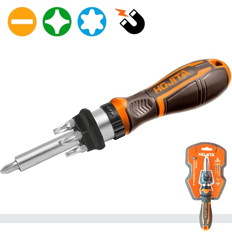 Κατσαβίδι καστάνιας με μύτες HOJITA – συσκευασία σε κοντινό πλάνο