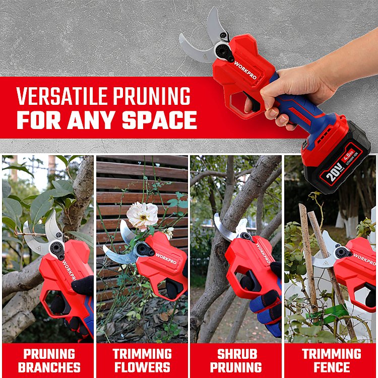 Ψαλίδι κλαδέματος μπαταρίας WORKPRO 20V-Li με διάμετρο 35mm