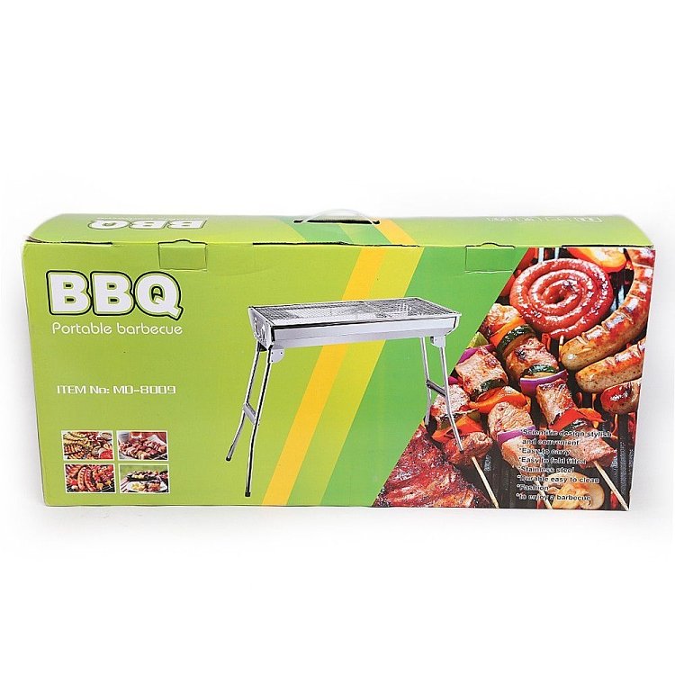 Ψησταριά inox αναδιπλούμενη A001 73x34x69cm με πόδια, φορητή και ανθεκτική για BBQ