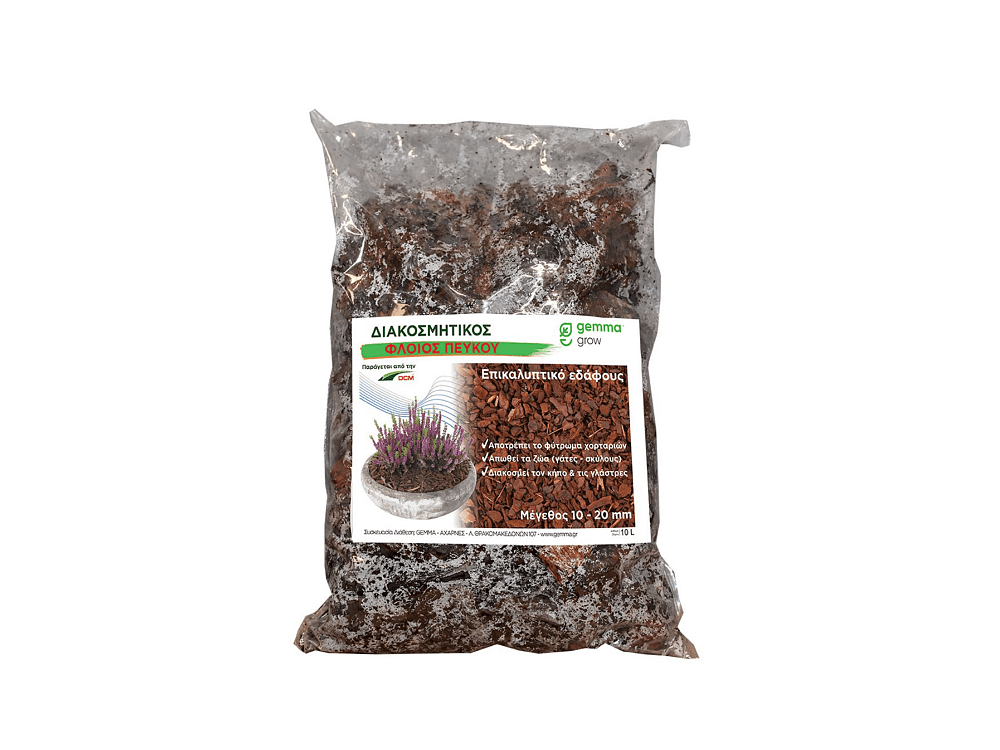 Διακοσμητικός φλοιός πεύκου DCM 10L 10–20mm για παρτέρια, γλάστρες & ορχιδέες