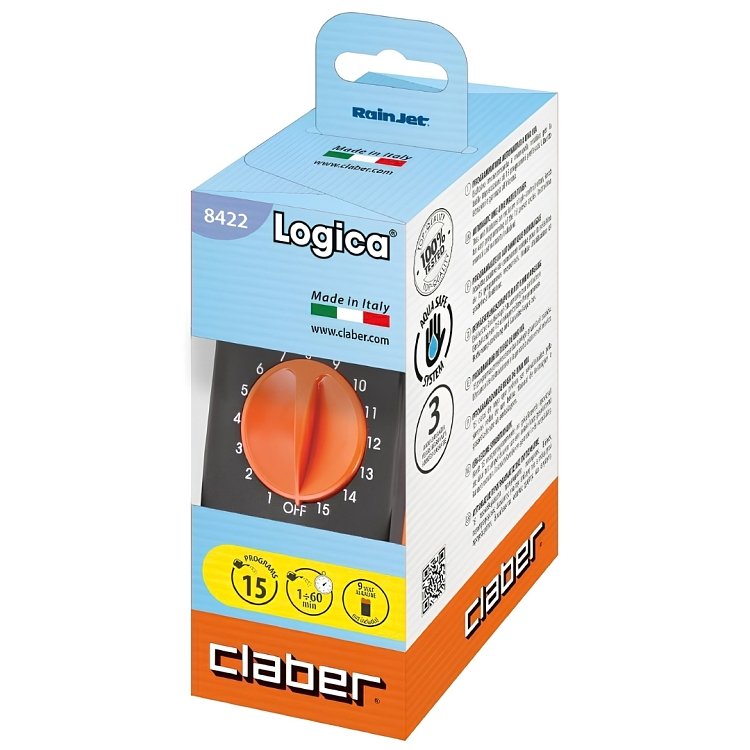 Claber Aquauno Logica 8422 – βιδωμένος σε βρύση κήπου 3/4" με συνδεδεμένο λάστιχο