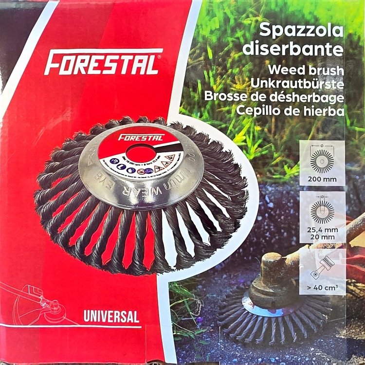Πίσω όψη συσκευασίας Forestal R303444 με σχέδιο τοποθέτησης, δακτύλιο 25,4 σε 20 mm και μέγιστο 10.000 rpm