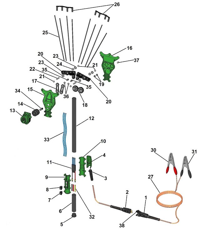 Amolivo ελαιοραβδιστικό ανθρακονήματος με μοτέρ brushless 800W και κεφαλή V