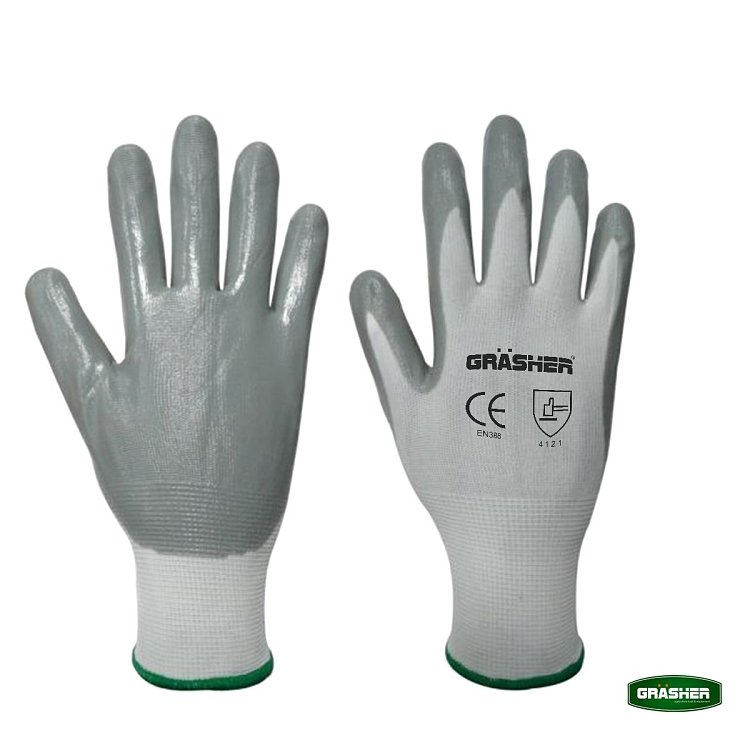 Γάντια Εργασίας Νιτριλίου Grasher Γκρι – εικόνα προϊόντος υψηλής αντοχής