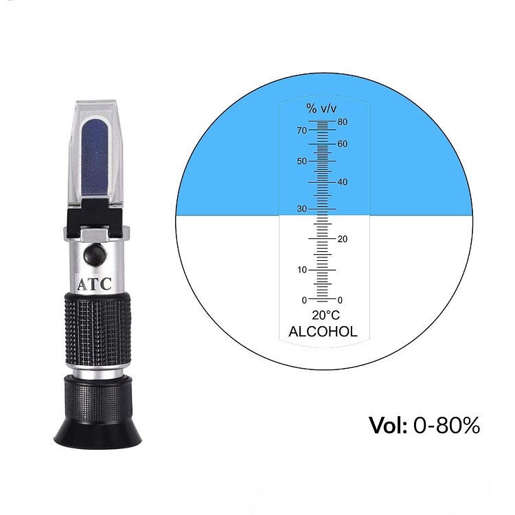 Διαθλασίμετρο αποσταγμάτων σε θήκη με παρελκόμενα βαθμονόμησης.