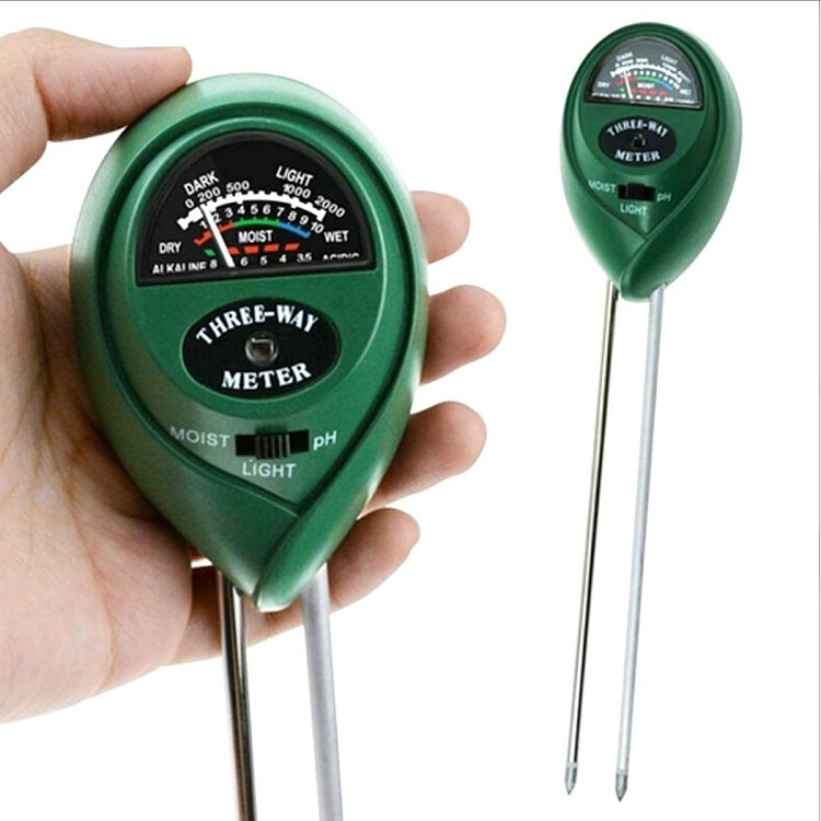 Όργανο μέτρησης pH και υγρασίας εδάφους με διπλές ακίδες.