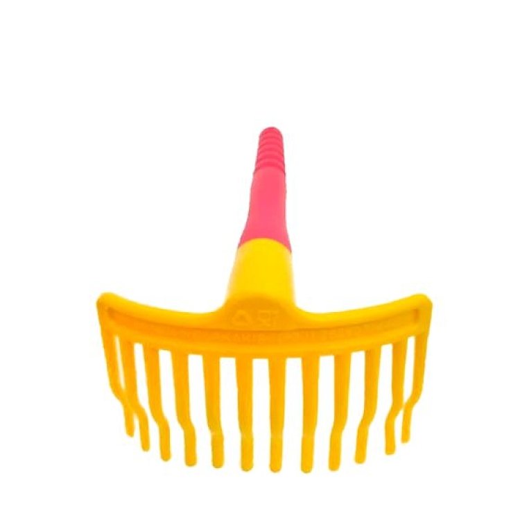 Χτένι ελαιοσυλλογής μικρό με 12 δόντια και βιδωτή χειρολαβή σε κόκκινο-κίτρινο χρώμα – πλαστικό εργαλείο συγκομιδής ελιάς