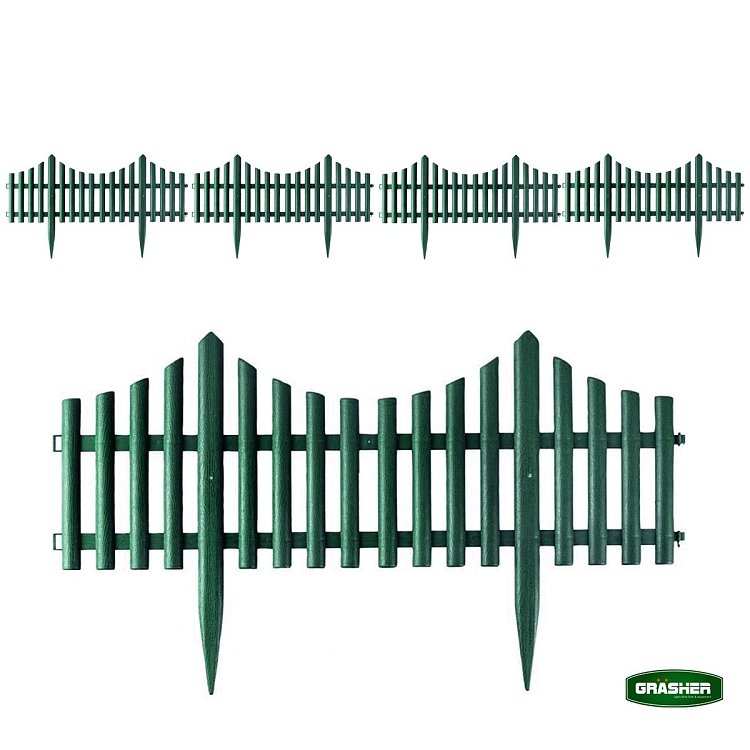 Φράχτης κήπου πλαστικός Grasher πράσινος – εφαρμογή σε αυλή με γκαζόν