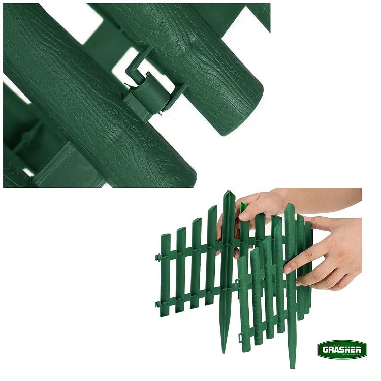 Φράχτης κήπου πλαστικός Grasher πράσινος – συσκευασία σε κοντινό πλάνο