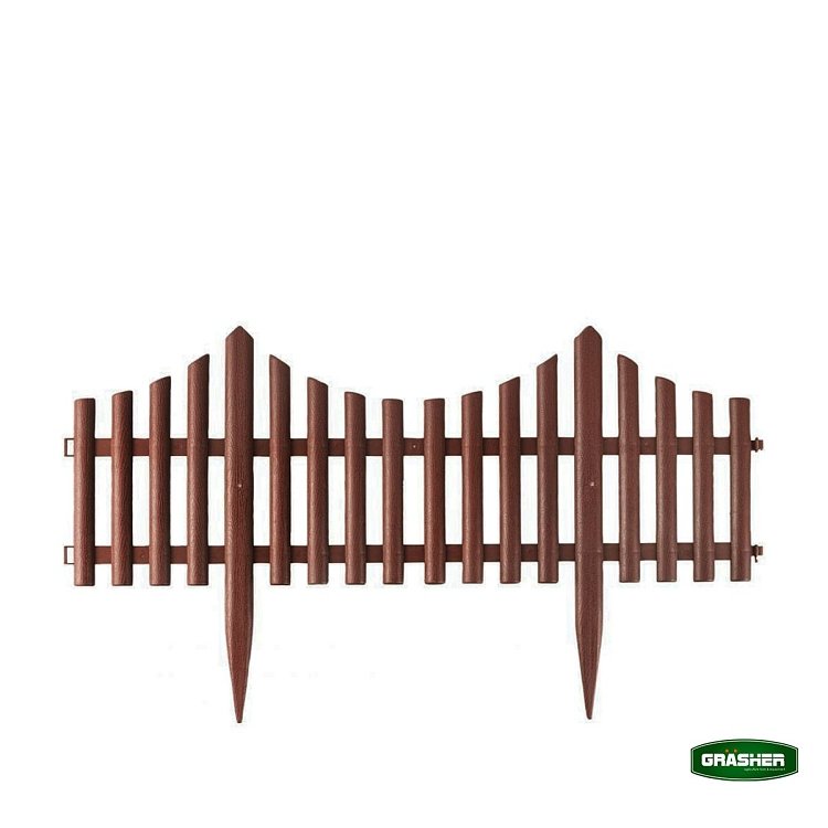 Φράχτης κήπου πλαστικός Grasher καφέ – εφαρμογή σε αυλή με πέτρινο μονοπάτι