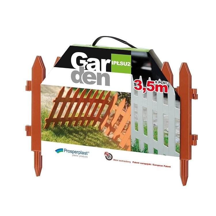 Prosperplast Πλαστικός Φράχτης Κήπου 3,60x52cm Τερακότα 6τμχ – εφαρμογή σε κήπο με γκαζόν