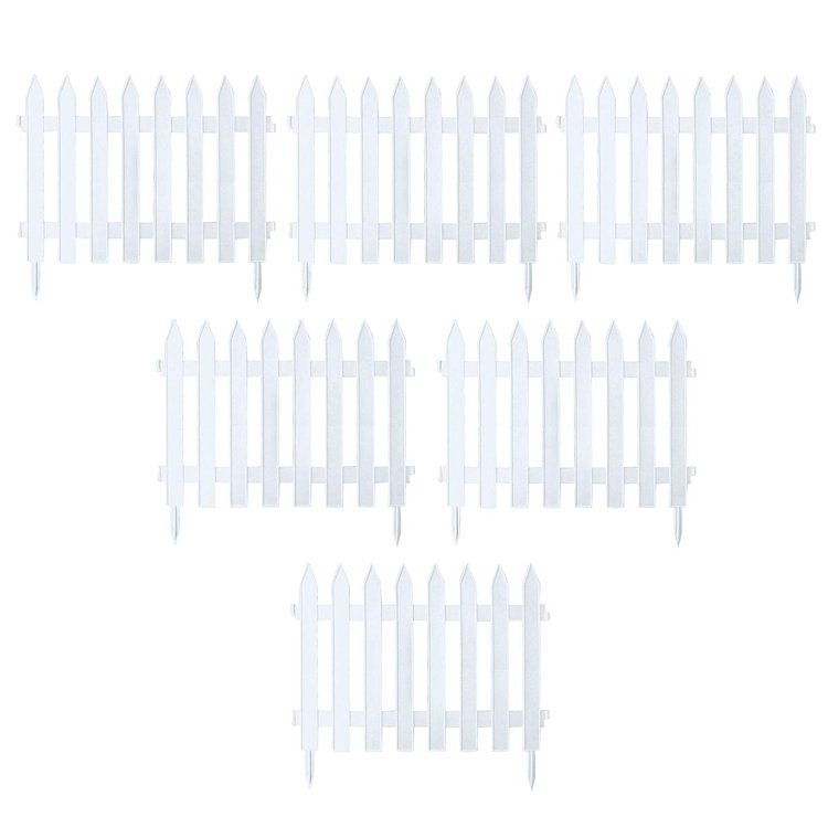 Prosperplast Πλαστικός Φράχτης Κήπου 3,60x52cm Λευκός 6τμχ – εφαρμογή σε κήπο με γκαζόν