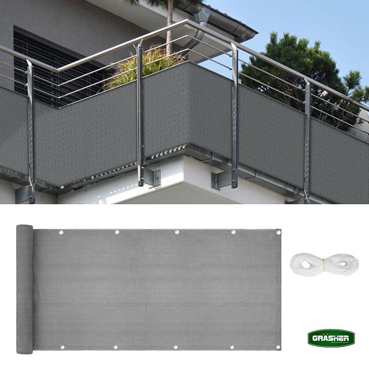 Διαχωριστικό Δίχτυ Μπαλκονιού 160gr/m² Γκρι 0,75x6m GRASHER – λεπτομέρεια υφής HDPE