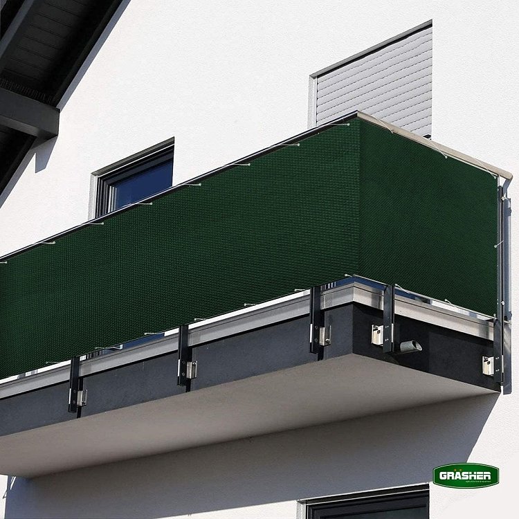 Διαχωριστικό Δίχτυ Μπαλκονιού 160gr/m² Πράσινο 0,75x6m GRASHER – εφαρμογή σε κάγκελα