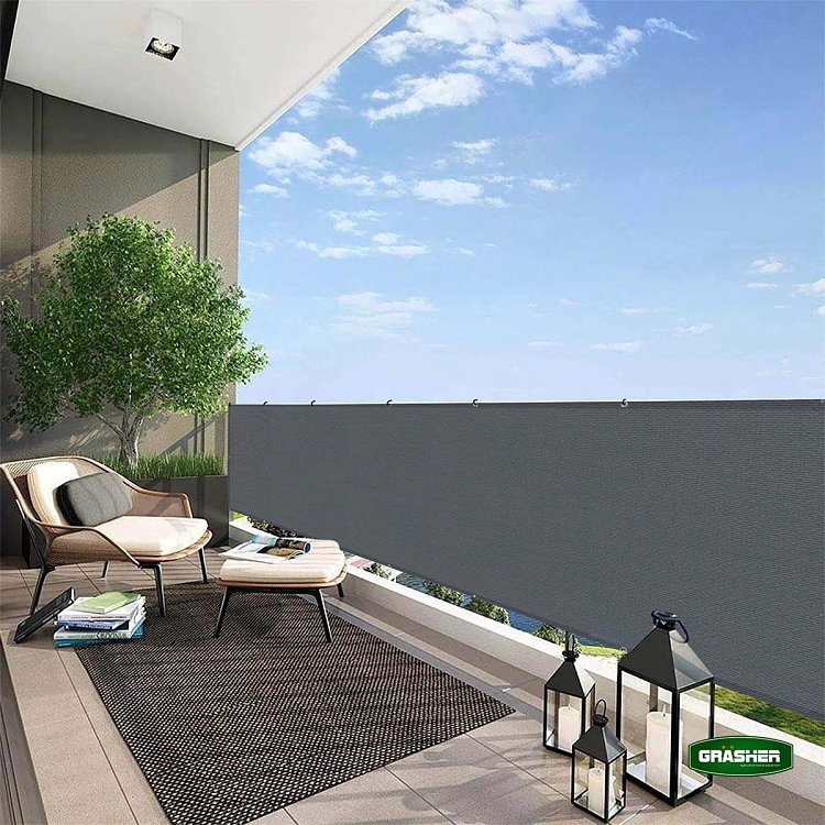 Διαχωριστικό Δίχτυ Μπαλκονιού 160gr/m² Γκρι 1,20x6m GRASHER Με Κρίκους – επαγγελματική τοποθέτηση