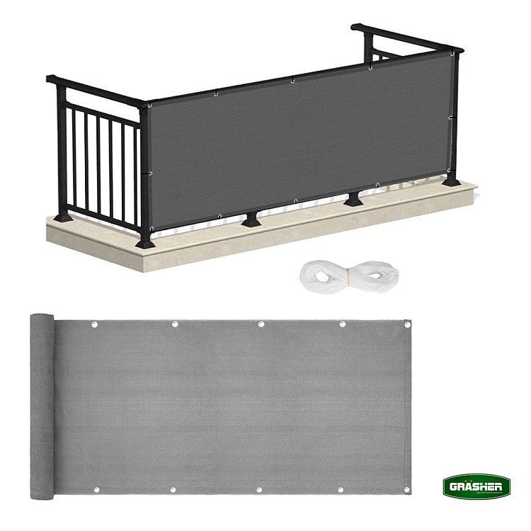 Διαχωριστικό Δίχτυ Μπαλκονιού 160gr/m² Γκρι 1,20x6m GRASHER Με Κρίκους – εμφάνιση σε ράφι καταστήματος