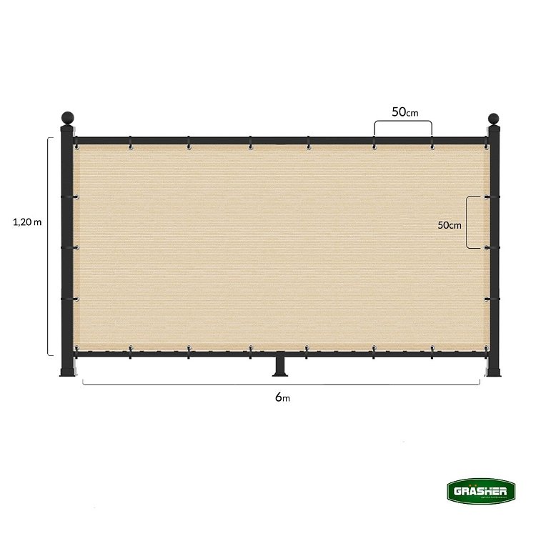 GRASHER Διαχωριστικό Δίχτυ Μπαλκονιού Εκρού 1,20x6m