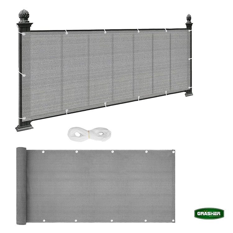 Διαχωριστικό Δίχτυ Μπαλκονιού 160gr/m² Γκρί 0,90x6m GRASHER Με Κρίκους – εύκολη εγκατάσταση από ερασιτέχνη