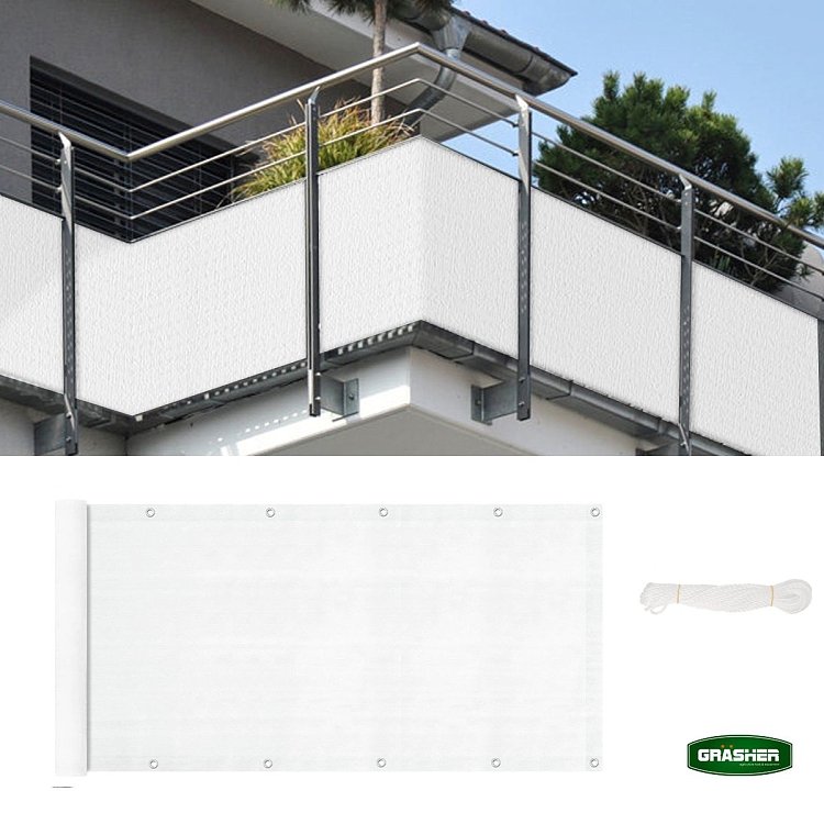 Διαχωριστικό Δίχτυ Μπαλκονιού 160gr/m² Λευκό 0,90x6m GRASHER Με Κρίκους – λεπτομέρεια υφής HDPE