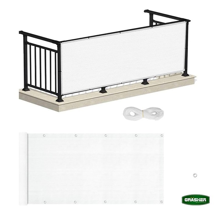 Διαχωριστικό Δίχτυ Μπαλκονιού 160gr/m² Λευκό 0,90x6m GRASHER Με Κρίκους – μπαλκόνι με ιδιωτικότητα