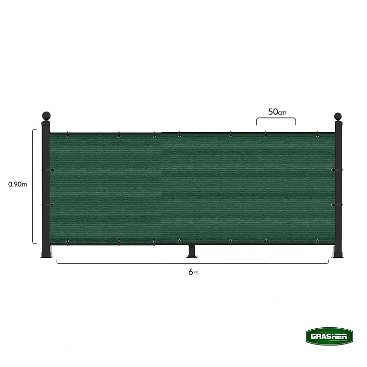 Διαχωριστικό Δίχτυ Μπαλκονιού 160gr/m² Πράσινο 0,90x6m GRASHER – λεπτομέρεια υφής υλικού