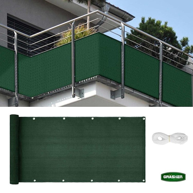 Διαχωριστικό Δίχτυ Μπαλκονιού 160gr/m² Πράσινο 0,90x6m GRASHER – εφαρμογή σε κήπο ή βεράντα