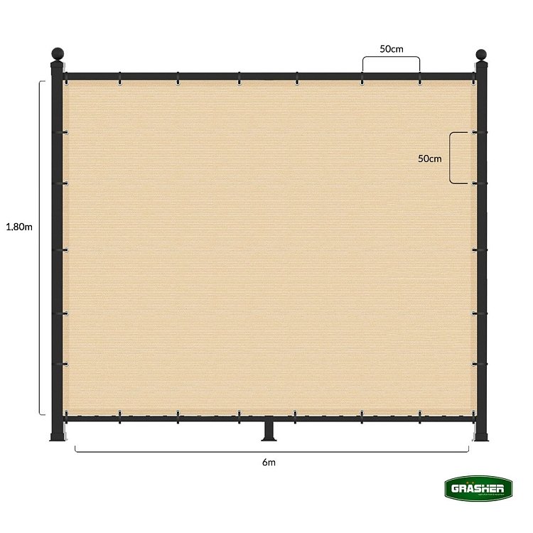 Διαχωριστικό Δίχτυ Περίφραξης 160gr/m² Εκρού 1,80x6m GRASHER Με Κρίκους – χρήση σε μπαλκόνι