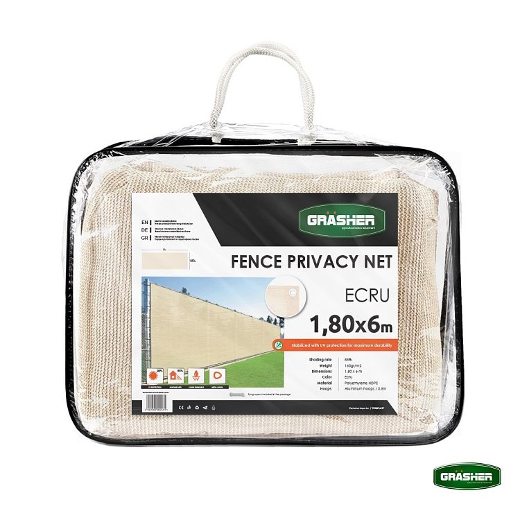 Διαχωριστικό Δίχτυ Περίφραξης 160gr/m² Εκρού 1,80x6m GRASHER Με Κρίκους – χρήση από επαγγελματία