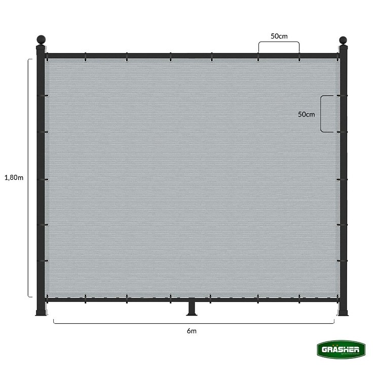 Διαχωριστικό Δίχτυ Περίφραξης 160gr/m² Γκρι 1,80x6m GRASHER Με Κρίκους – εφαρμογή σε αυλή