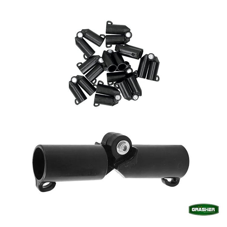 Σύνδεσμος πασάλων 16mm σε μαύρο χρώμα με υψηλή αντοχή UV.