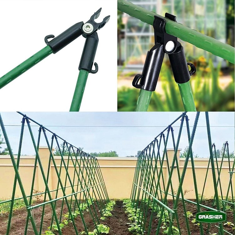 Διαμόρφωση πλαισίου στήριξης για αναρριχώμενα κηπευτικά με συνδέσμους.