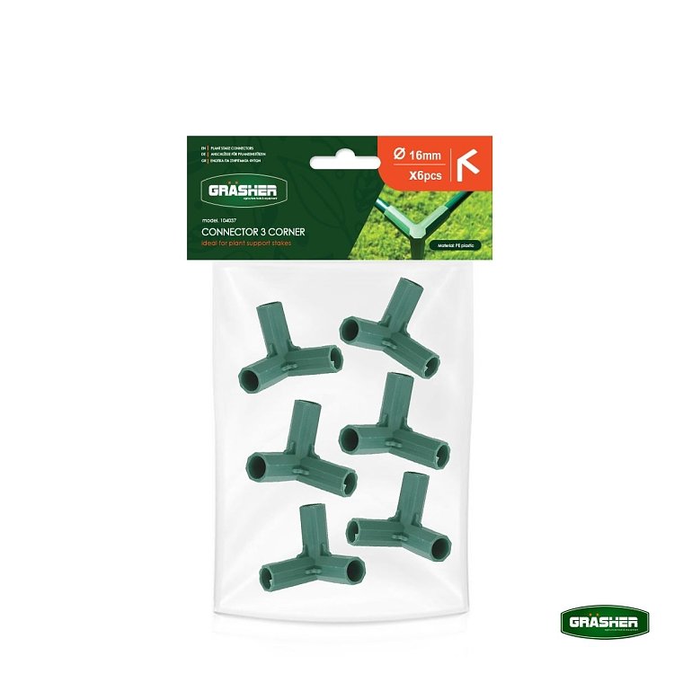 Πράσινοι γωνιακοί σύνδεσμοι τριπλής κατεύθυνσης για σκελετούς κήπου.