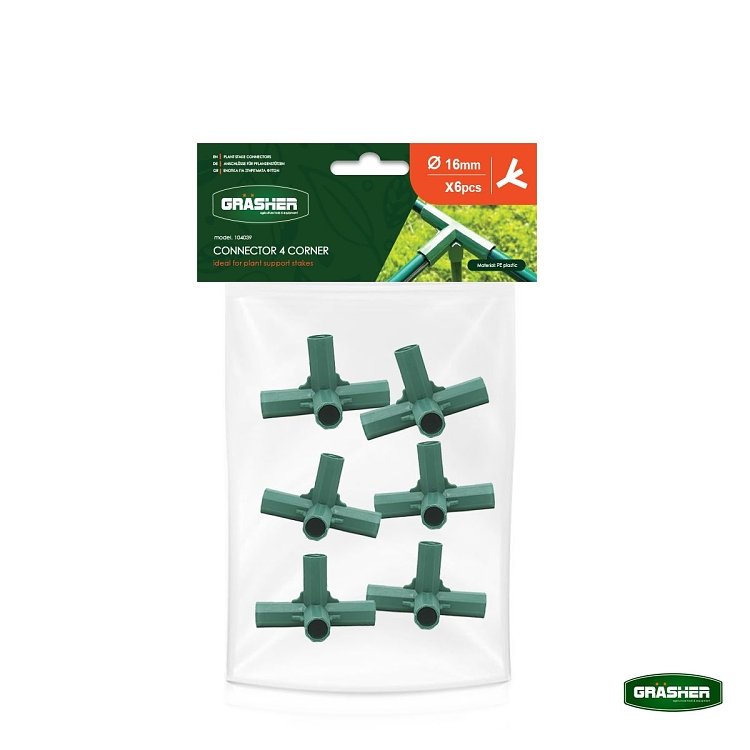 Πράσινοι γωνιακοί σύνδεσμοι τεσσάρων κατευθύνσεων για σκελετούς κήπου.