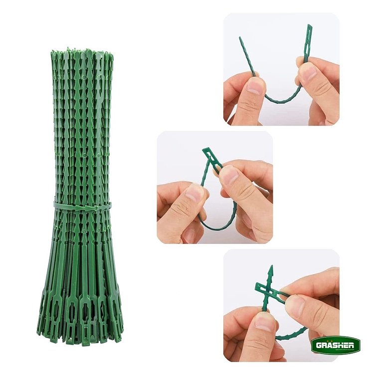 Σταθεροποίηση φυτού σε πάσσαλο με πράσινο δεματικό Grasher