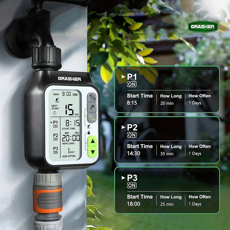 Προγραμματιστής νερού GRASHER WT4021 για εξοικονόμηση νερού και έξυπνο πότισμα