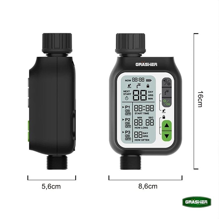 Ψηφιακός προγραμματιστής ποτίσματος 1 εξόδου GRASHER WT4021 για αυτόματο πότισμα κήπου