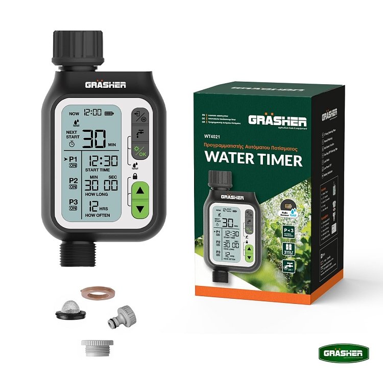 GRASHER WT4021 αυτόματος προγραμματιστής ποτίσματος με αδιάβροχη προστασία IPX5