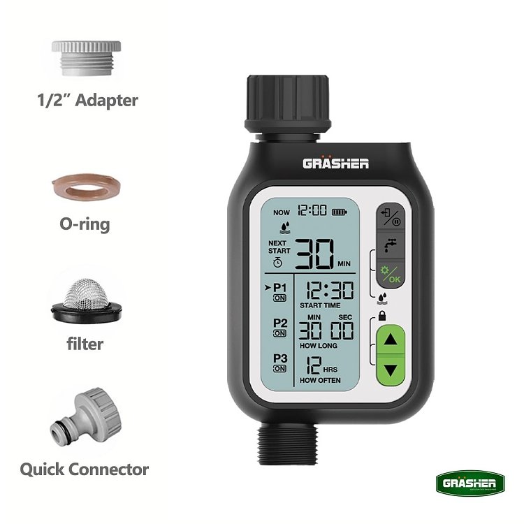 Ψηφιακός χρονοδιακόπτης ποτίσματος GRASHER 1 εξόδου ιδανικός για κήπο και γκαζόν