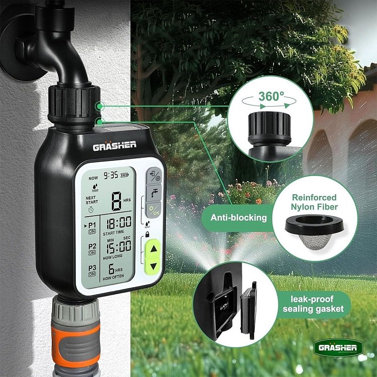 Προγραμματιστής αυτόματου ποτίσματος GRASHER WT4021 με είσοδο-έξοδο 3/4 ιντσών
