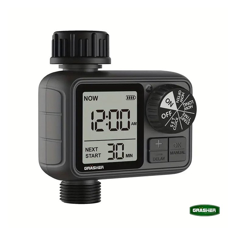 Προγραμματιστής ποτίσματος GRASHER WT2044 με LCD οθόνη και ρυθμιζόμενο χρόνο ποτίσματος